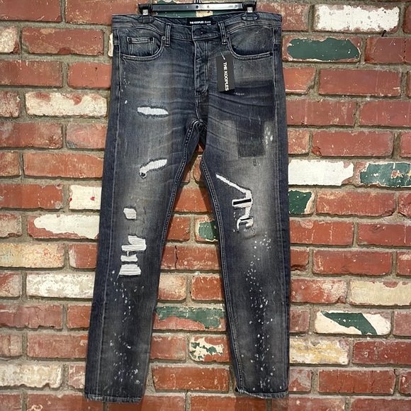 The Kooples Other - The Kooples distressed painted black slim fit  jeans NWT